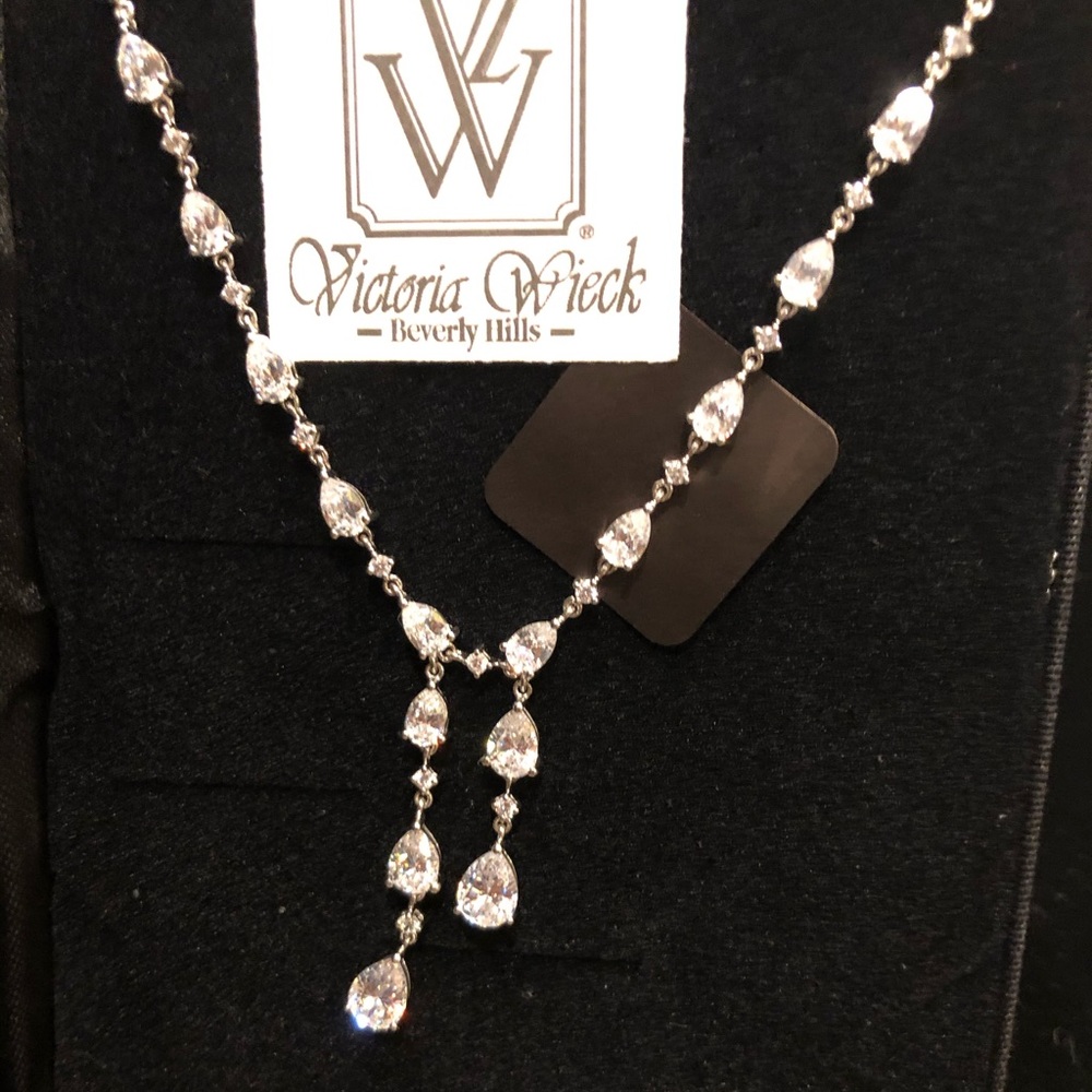 Gorgeous CZ Double Drop Pear Shape Necklace